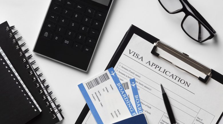 top-view-visa-application-arrangement